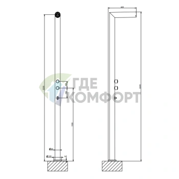 GESSI OUTDOOR: напольная душевая стойка для улицы с двумя выходами в цвете Corten (63203#856) - фото 2