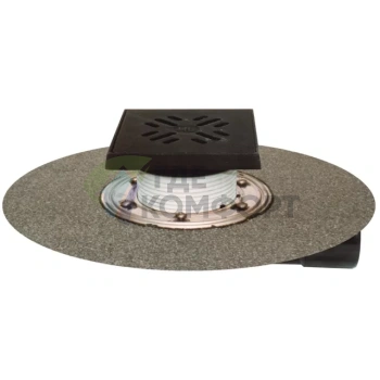 Трап HL81GH с решеткой 137x137 мм-гидроизоляционным полотном-незамерзающим затвором и выпуском в виде поворотного шарнира от 0° до 90° - фото 1