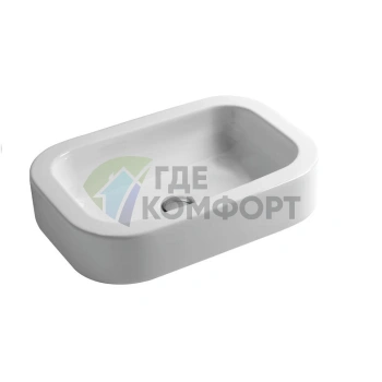 Раковина AZZURRA GLAZE накладная без отв-я под смеситель 60х41см цвет белый - фото 1