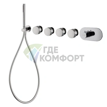 Термостатический смеситель для душа FIMA|Carlo Frattini So встраиваемый без ручек с 4 вентилями и душевым комплектом (F3178X4CR) - фото 1