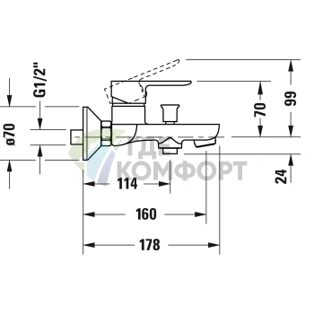 Настенный смеситель для ванной Duravit A.1 в хроме (A15230000010) - фото 2