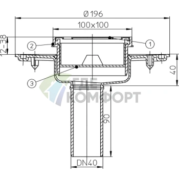 Трап HL92 с обжимным фланцем-пескловой и вертикальным выпуском DN40 - фото 3