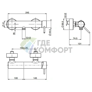 Смеситель для душа FIMA|Carlo Frattini Spillo Up внешнего монтажа, хром (F3035/1CR) - фото 2
