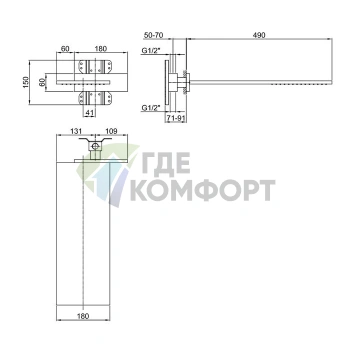 Настенный верхний душ Fantini Milano: латунь, цвет Matt Gun Metal PVD (86 P5 8036B) - фото 2