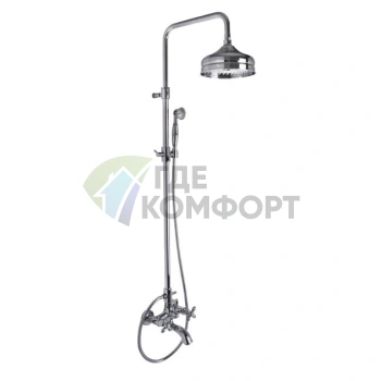 Смеситель для ванны FIMA|Carlo Frattini Olivia с душевой стойкой и верхним душем, хром (F5004/2CR) - фото 1