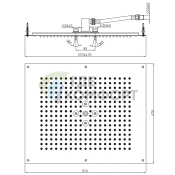 Верхний душ BOSSINI Dream 570x470 мм: 2 режима (дождь и распыление), черный матовый (H38657.073) - фото 2