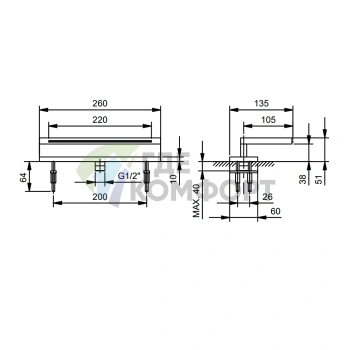Набортный излив для ванны Fantini AK/25 105 мм, цвет Matt Gun Metal PVD (48 P5 T045) - фото 2