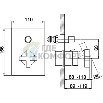 Встраиваемый смеситель для ванны и душа Barcelona, хром (BA00210021) - фото 2