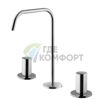 Смеситель для раковины FIMA Carlo Frattini So: 3-х отверстий, без ручек, поворотный излив с донным клапаном, хром (F3191ACR) - фото 1