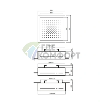 Потолочный душ Fantini Acquafit 35x35 см в цвете матовая оружейная сталь (79 P5 K002) - фото 2