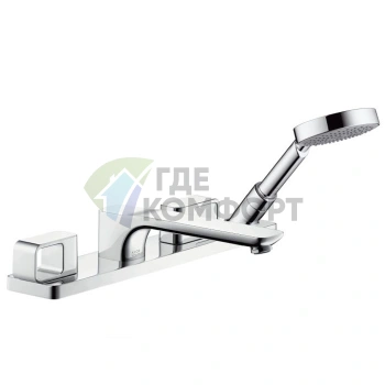 Смеситель для ванны AX Urquiola на 4 отверстия с ручным душем (хром) (11445000) - фото 1