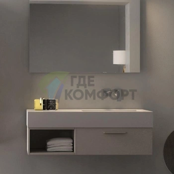 Раковина GLOBO Incantho с крылом слева подвесная (1160х510 мм) без отверстия под смесительитель цвет Bianco opaco - фото 1