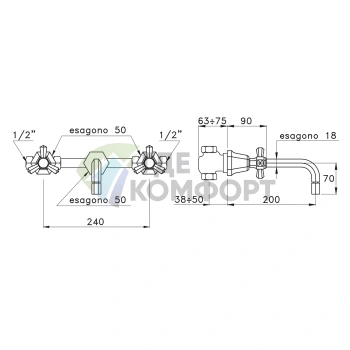 Встраиваемый смеситель для раковины Stella Eccelsa 3863: роскошь золота 24К (EC 01001 AU00) - фото 2