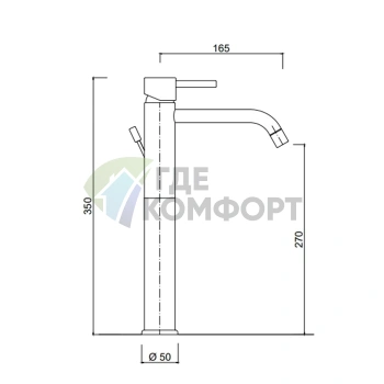 Высотный однорычажный смеситель для раковины SIMAS TOKYO хром (TOMMLP cr) - фото 2