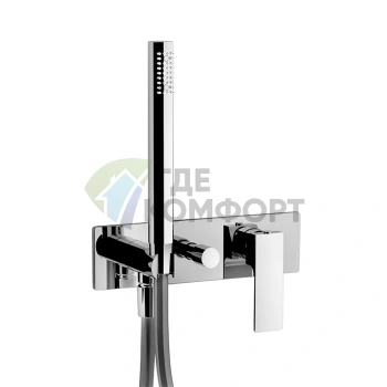 Встраиваемый смеситель для душа Fantini Mint на 2 выхода с ручным душем, хром (34 02 F084B) - фото 1