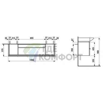 Тумба под раковину LAUFEN Palace 1495 мм белая глянцевая (4.0135.2.075.475.1) - фото 2