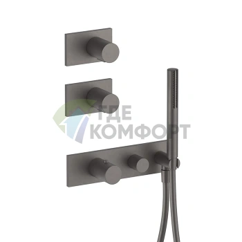 Встраиваемый термостат для душа Fantini Milano на 3 выхода, 3/4, Matt Gun Metal (31 P5 4713B) - фото 1