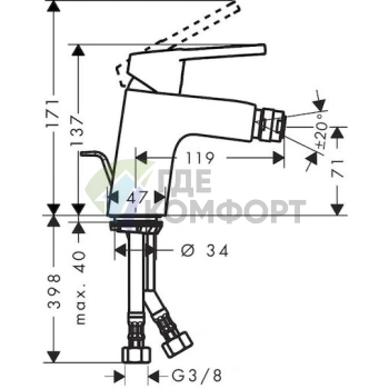 Смеситель для биде Hansgrohe Logis Loop 71250000 - фото 2