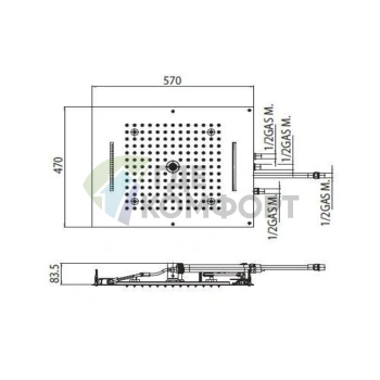 Верхний душ BOSSINI DREAM/4 570x470 мм с 4 режимами и LED-подсветкой (белый), блок питания/управления, цвет: хром - фото 2