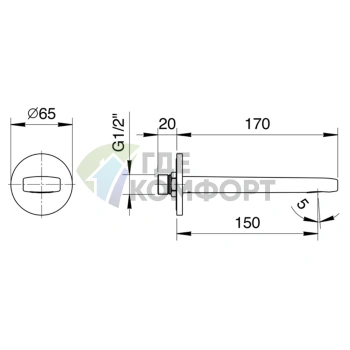 Настенный излив для ванны Fantini Lame в хроме (24 02 M041) - фото 2