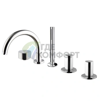 Смеситель для ванны FIMA Carlo Frattini двойной на борт с изливом, без ручек и душевым комплектом, хром (F3174CR) - фото 1