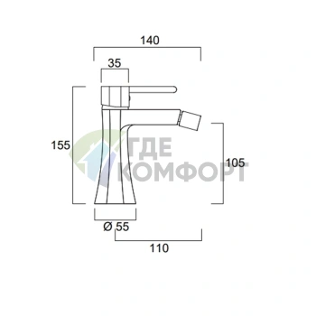 Смеситель для биде SIMAS EIFFEL однорычажный золотой (EIMMB oro) - фото 2