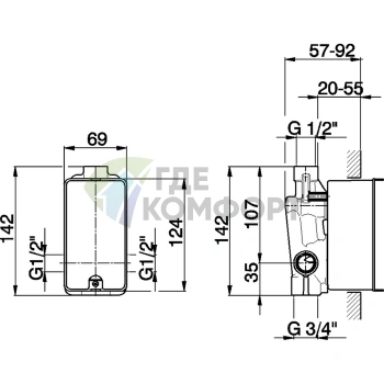 Встраиваемая часть однорычажного смесителя CISAL для ванны и душа (ZA01221004) - фото 2