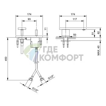 Смеситель для раковины Fantini AK/25: матовый Gun Metal с PVD-покрытием, однорычажный, на 1 отверстие (48P5T104WF) - фото 2