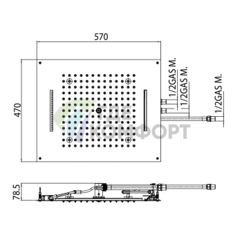Верхний душ BOSSINI DREAM/3 57x47 см с LED-подсветкой, 3 режимами и блоком управления (H38917.030) - фото 2