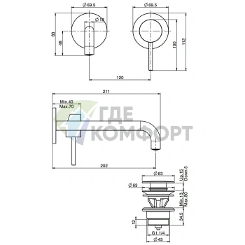 Настенный смеситель Carlo Frattini Spillo Up для раковины, хром, без внутренней части (F3051NLX9CR) - фото 2