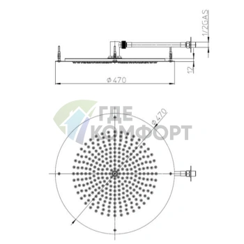 Верхний душ BOSSINI DREAM-OKI круглый 470 мм (H38458.045) - фото 2