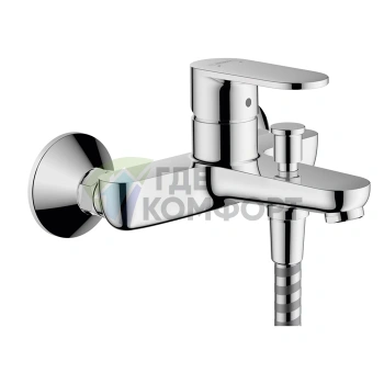 Смеситель для ванны и душа Hansgrohe Vernis Blend настенный, хром, с переключателем и двумя уровнями расхода воды (71454000) - фото 1