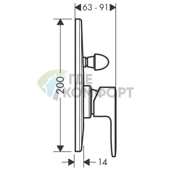 Встраиваемый смеситель для ванны Hansgrohe Vernis Blend с переключателем, матовый черный (71449670) - фото 2