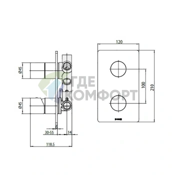 Смеситель для душа Bossini Inox с дивертером, брашированная сталь (INZ042.075) - фото 2