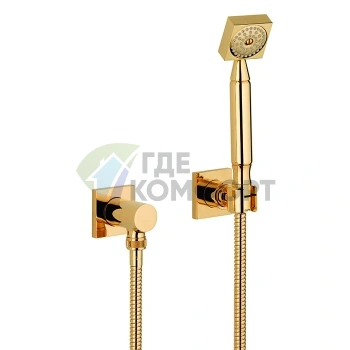 Душевой комплект THG GINKGO с ручным душем и держателем — универсальная установка в полированном золоте (U5E-F01-52) - фото 1