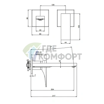 Настенный однорычажный смеситель FIMA Carlo Frattini ZETA для раковины, излив 200 мм, матовый черный (F3971NLX8NS) - фото 2