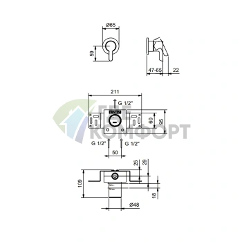 Смеситель для душа Fantini Icona Classic встраиваемый, черный матовый (53 13 R063B) - фото 2