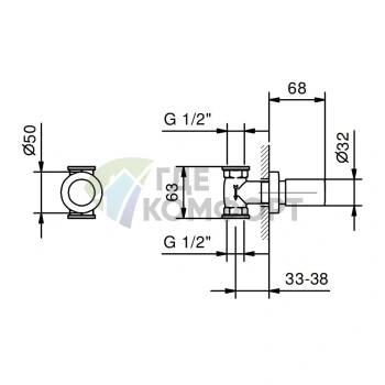 Запорный вентиль Fantini Nostromo 1/2, хром (41 02 4035B) - фото 2