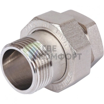 Разъемное соединение американка ВН 1, уплотнение под гайкой под гайкой, никелированное Stout - фото 4