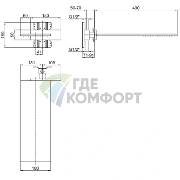Верхний настенный душ Fantini Venezia из латуни с покрытием Nickel PVD (86 95 8036B) - фото 2