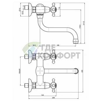 Смеситель для кухни Elizabeth FIMA|Carlo Frattini: настенный, с вращающимся изливом, хром (F5086CR) - фото 2