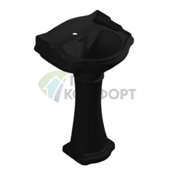 Раковина KERASAN Retro 73 73x54см с 1 отв цвет черный глянцевый с колонной (104704*1) - фото 3