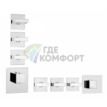 Термостатический смеситель для душа Bossini прямоугольный, на 3-6 выходов, вертикальный монтаж, хром (Z033205.030) - фото 1