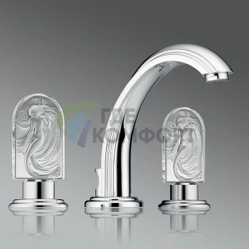 Смеситель для раковины THG NAIADE на 3 отверстия с донным клапаном, хром (A2F-A02-151) - фото 1