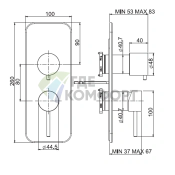 Смеситель для душа Carlo Frattini Spillo Up встроенный, золото (F3039X6OR) - фото 2