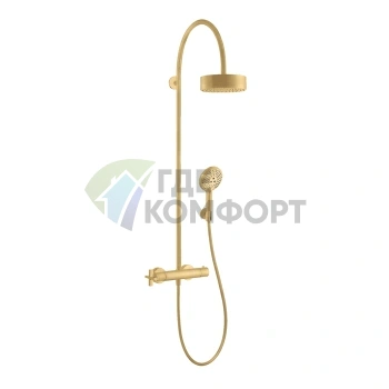 Душевая стойка AX Citterio с термостатом и верхним душем в шлифованном золоте (39670250) - фото 1