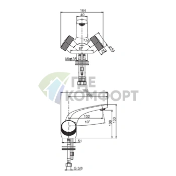 Смеситель для раковины Carlo Frattini Texture Collection с донным клапаном, хром (F5621HCR) - фото 2