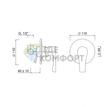 Встраиваемая часть для однорычажного смесителя SIMAS Eiffel для одного потребителя (EIC100) - фото 2