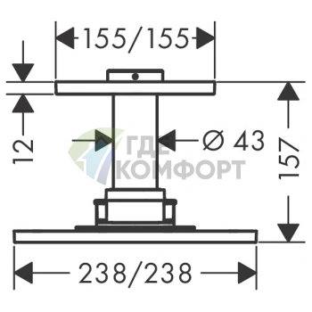 Верхний душ AX ShowerSolution, 250x250 мм, хром (потолочный монтаж, держатель 100 мм) (35308000) - фото 2