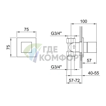 Запорный вентиль Fantini AR/38 3/4 хром (38 02 3990B) - фото 2